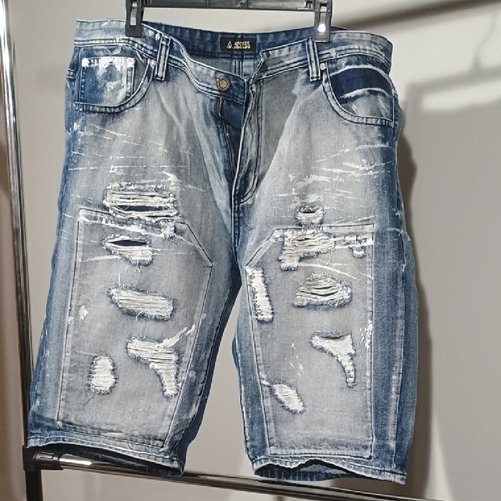 Acceds Distressed Blue Denim Shorts